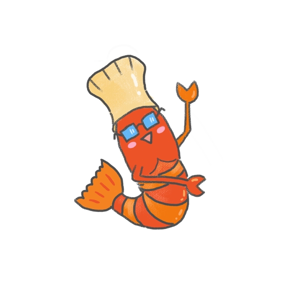 小龙虾厨师眼镜红色橙色