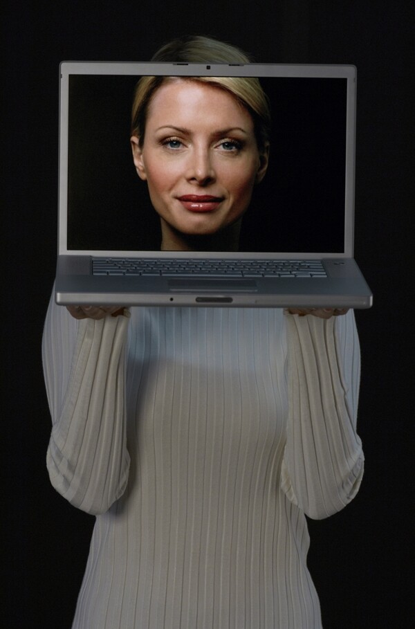 笔记本电脑液晶屏和女人图片