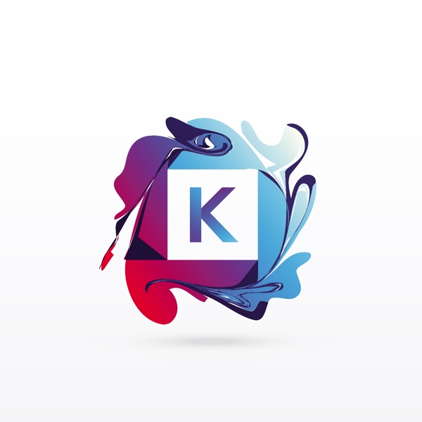 字母k标志与抽象的形状边框