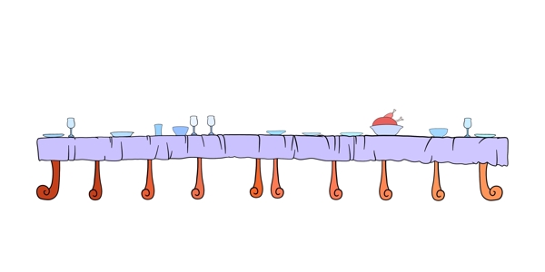紫色餐桌分割线插画