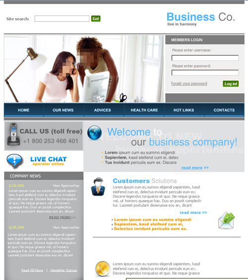 蓝色经典企业公司网站模板