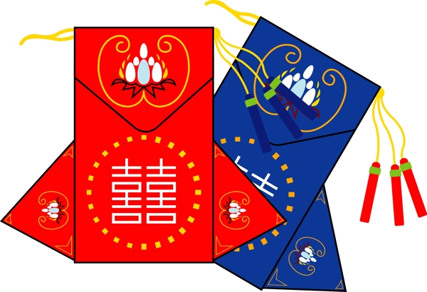 韩国传统新年符号喜袋矢量图13