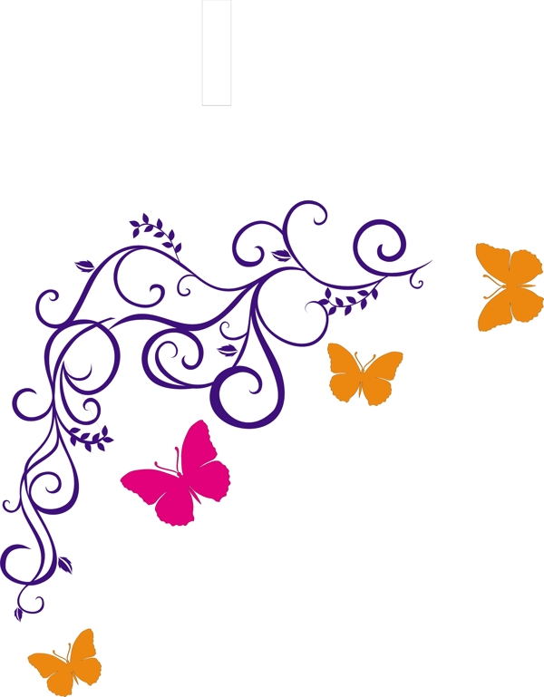 彩色蝴蝶花墙贴图片