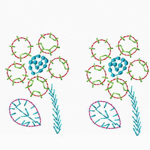 绣花植物花色彩绿色免费素材