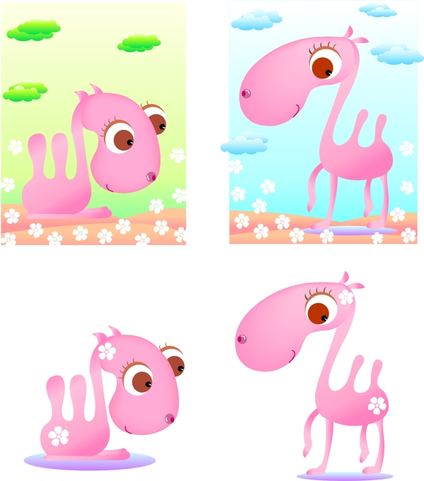 粉红色的骆驼卡通矢量素材