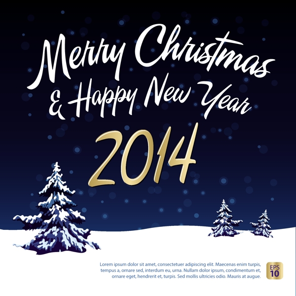 2014蓝色圣诞雪夜海报设计背景矢量素材
