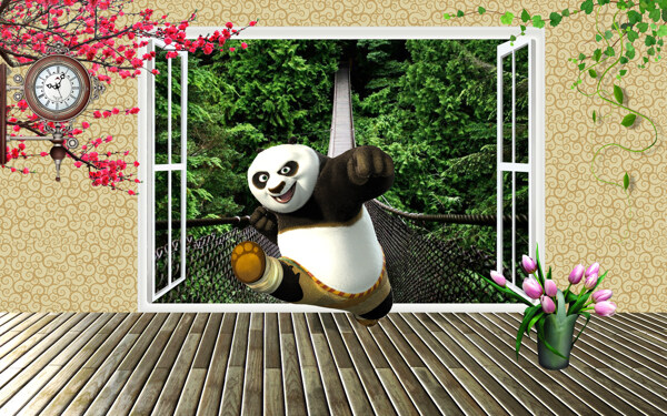 3d背景墙功夫熊猫图片