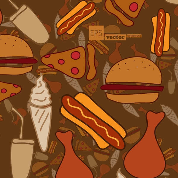 卡通快餐食品插画矢量素材