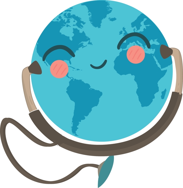 世界卫生日地球听筒蓝色星球图案设计