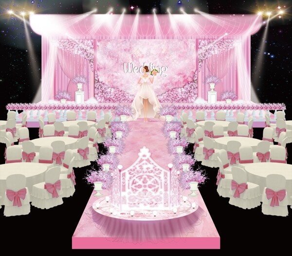 粉色舞台3D效果图
