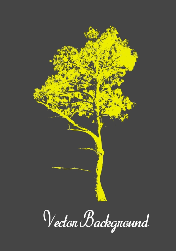 黄色的垃圾树的剪影