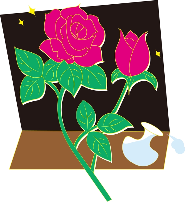 窗前玫瑰花装饰画