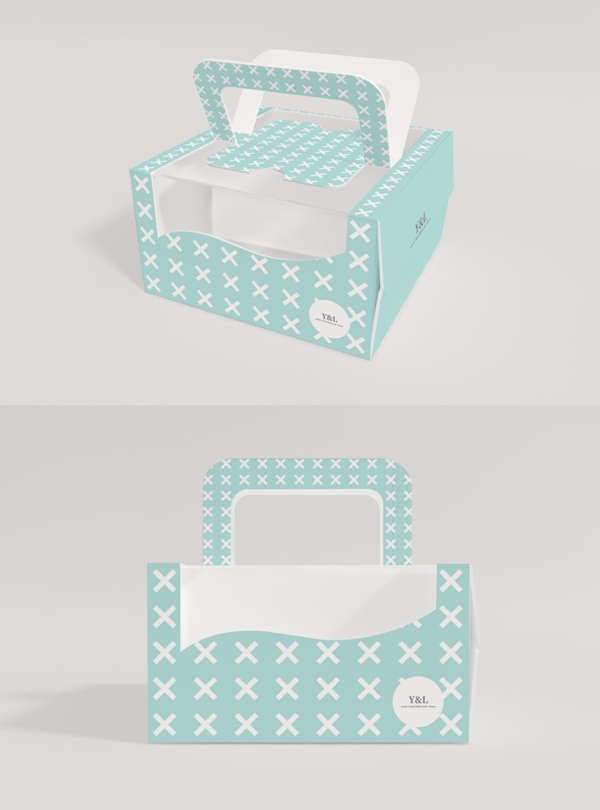 原创模型大蛋糕盒子样机透明包装打包外卖