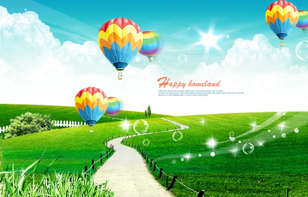 梦幻氢气球春天风景图片