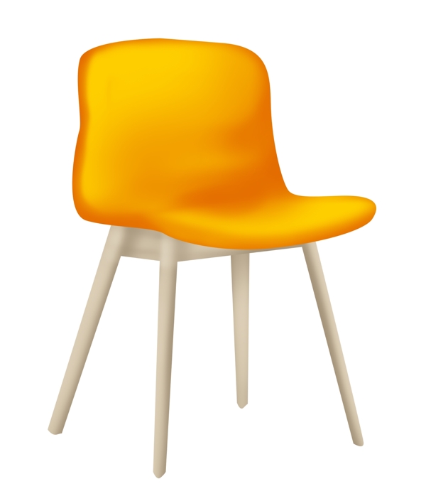 黄色的木质椅子插画