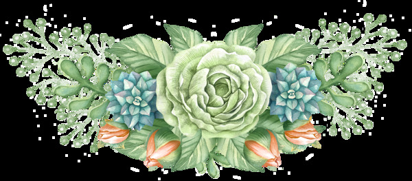 绿色绘画花卉卡通透明素材