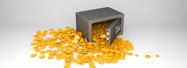 金融行业配图装满金币的保险箱