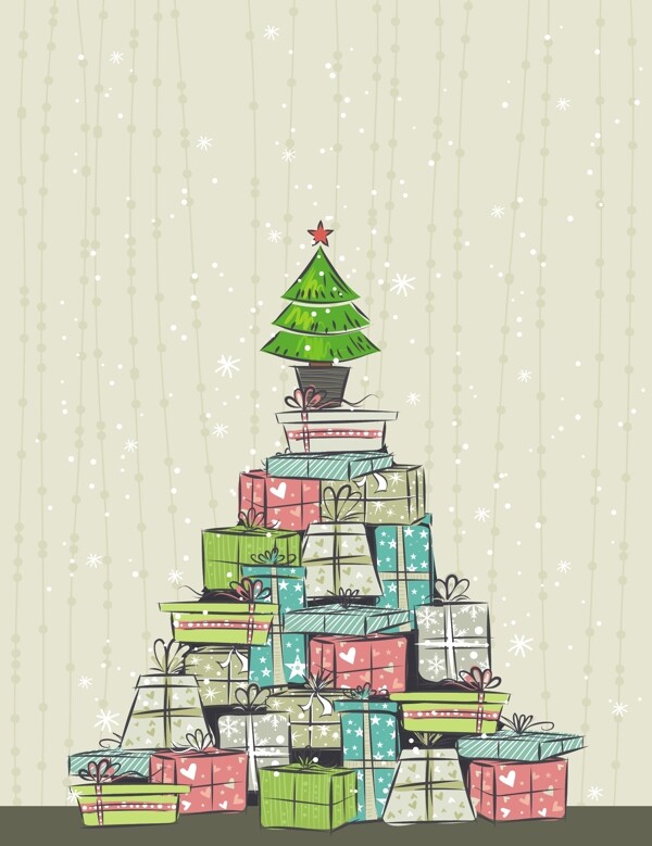 卡通礼物盒子圣诞树