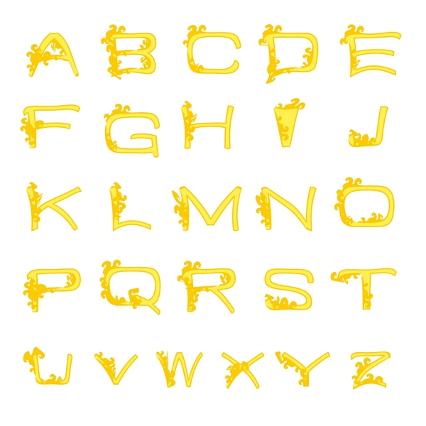 黄色花边英文字母表