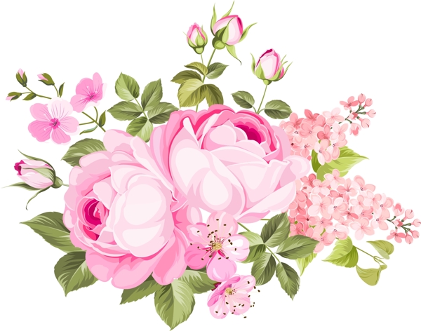 矢量粉色玫瑰花花束