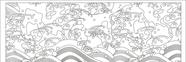 大型日式海浪背景装饰
