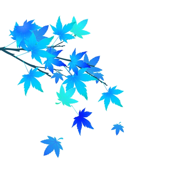 蓝色叶子装饰元素图片