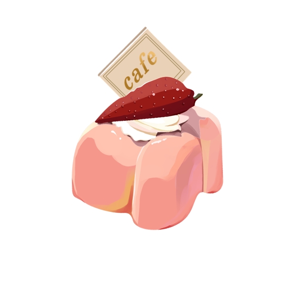 草莓蛋糕甜点美味美食卡通元素