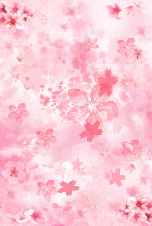 粉色可爱小花底纹H5背景