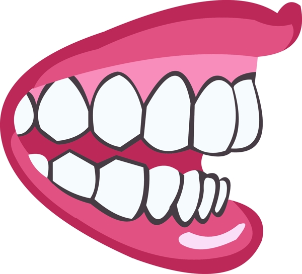 手绘人体器官人体五官口腔牙齿侧面嘴