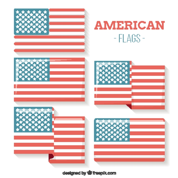不同形状的美国国旗矢量素材