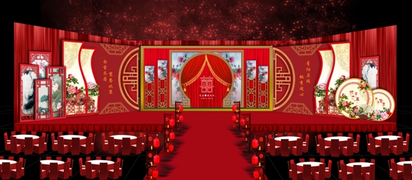 大红中式婚礼古典红色婚礼