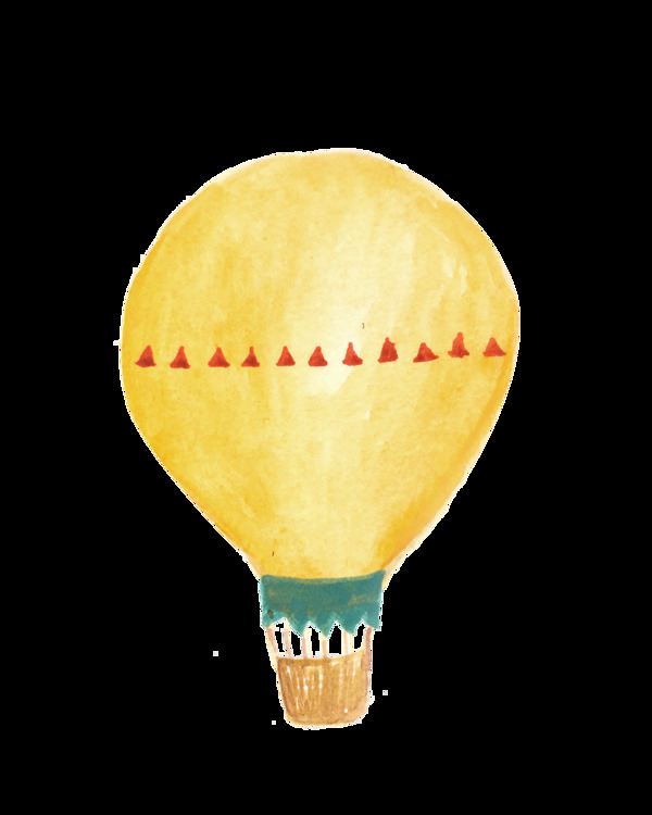 黄色小三角热气球卡通透明素材