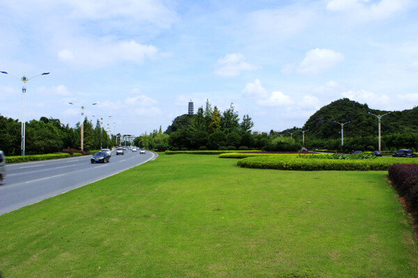 琴潭公路绿化草地图片