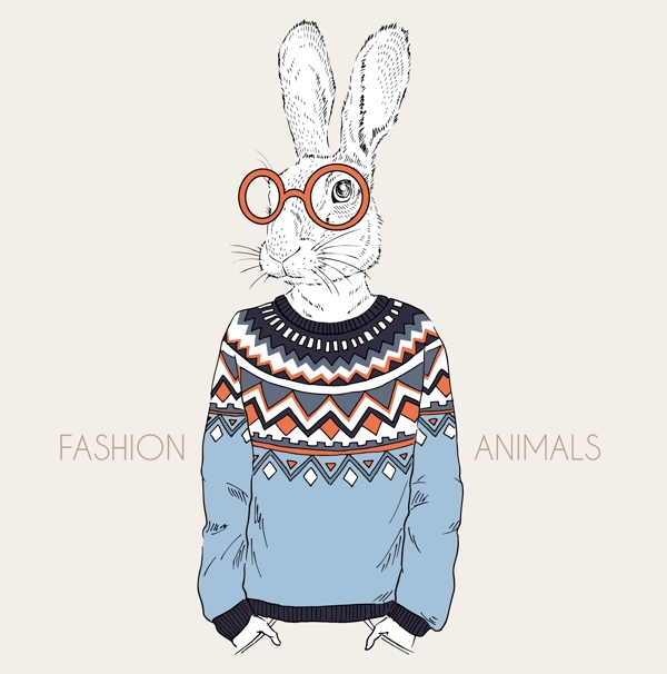 小兔子穿毛衣
