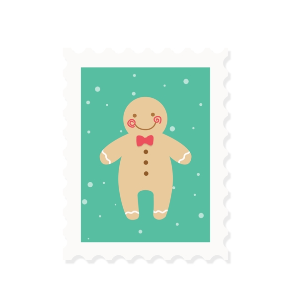 卡通圣诞邮票小饼干甜饼可爱设计元素