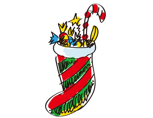 手绘彩色袜子圣诞装饰元素