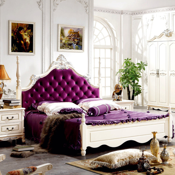 紫色欧式大床