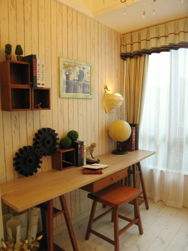 田园风格客厅木制壁柜室内装修效果图