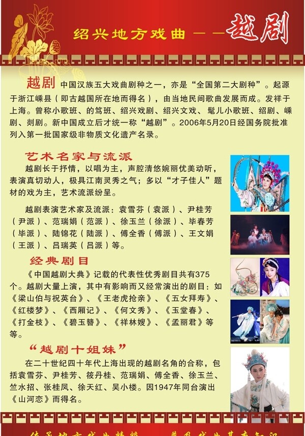 绍兴地方戏曲知识社团展板图片