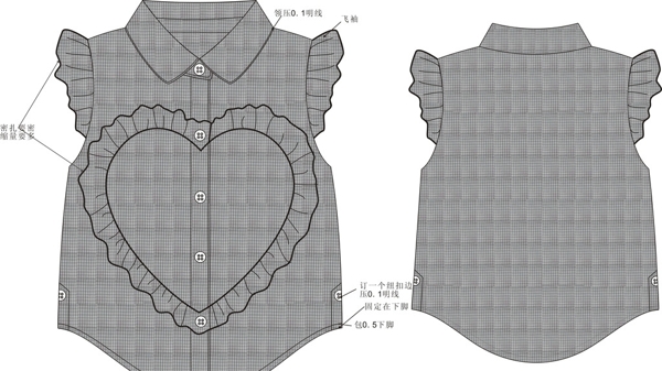韩版女童心型格子衬衫图片