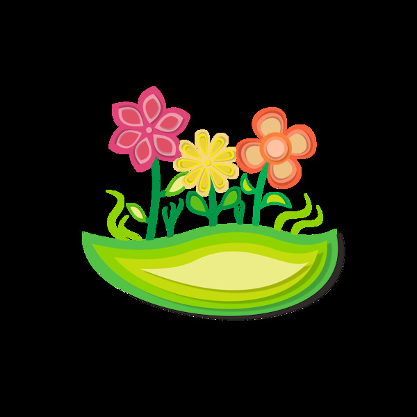 插画折纸风植物盆栽花之卡通可爱绿色