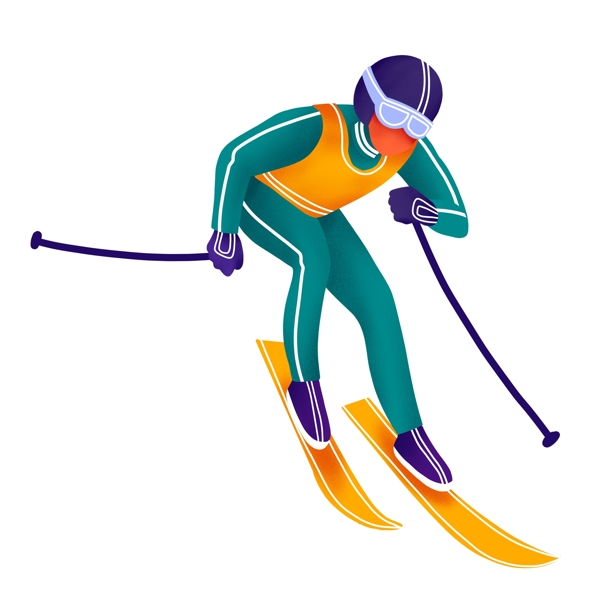 缤纷彩色滑雪的运动员