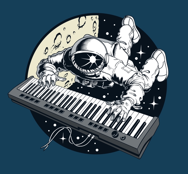 宇航员弹钢琴