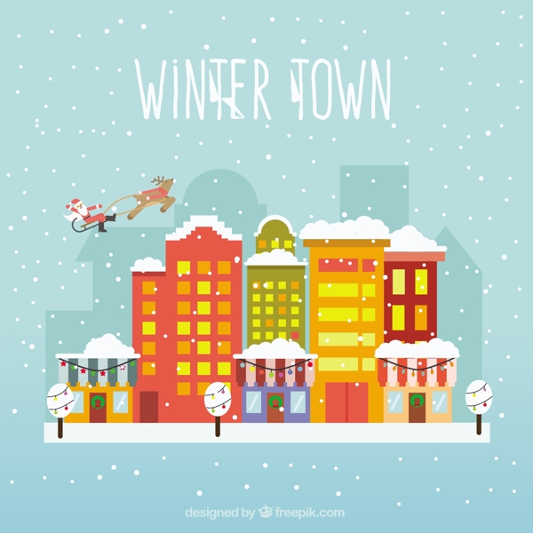 冬季城镇的彩色风格