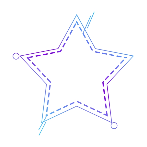 科技边框蓝紫渐变几何五角星元素设计
