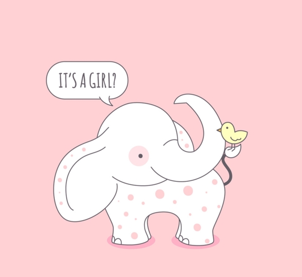 卡通大象迎婴卡片
