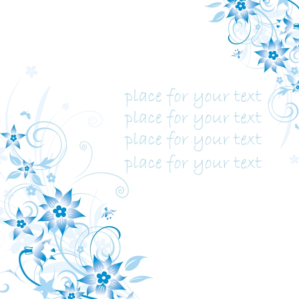 蓝色花朵花纹矢量素材