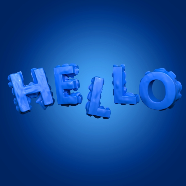 蓝色气球字体HELLO