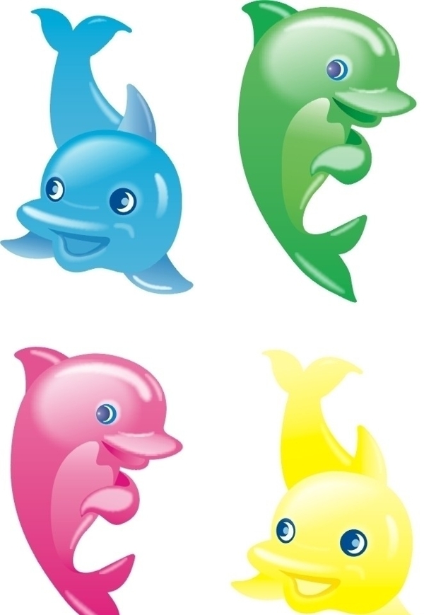 各类卡通海豚位图组成图片