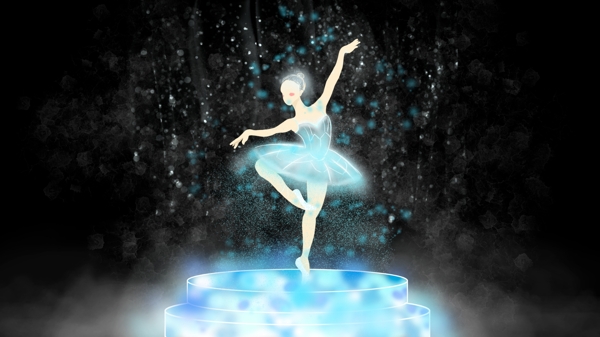 手绘星空跳舞的女孩芭蕾天鹅湖
